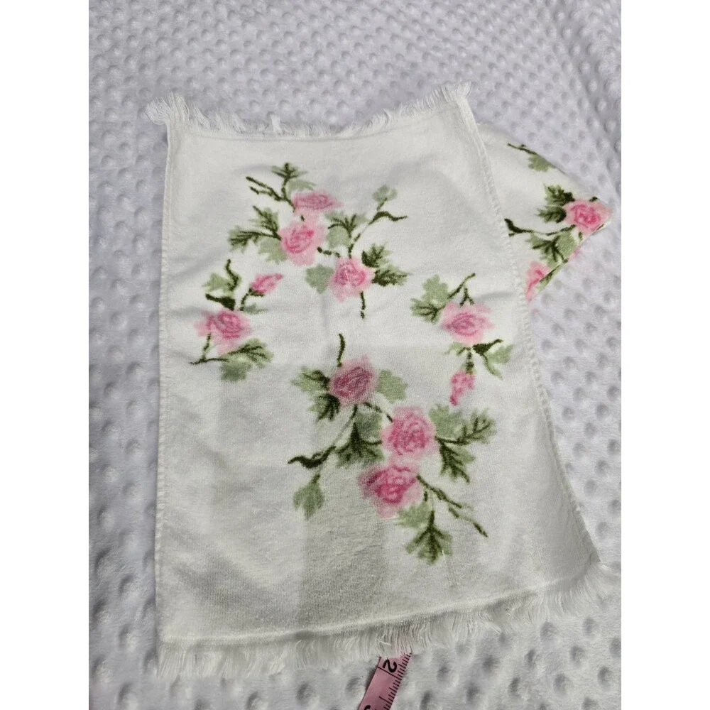 Vintage 70’s Terri-Down Martex Bath Towels Pink Cottage Floral Set Of 2 Guest